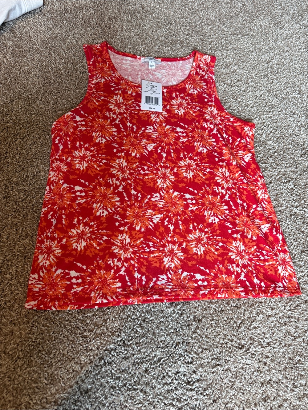 Women's Red & Orange Floral Tie-Dye Scoop Neck Tank